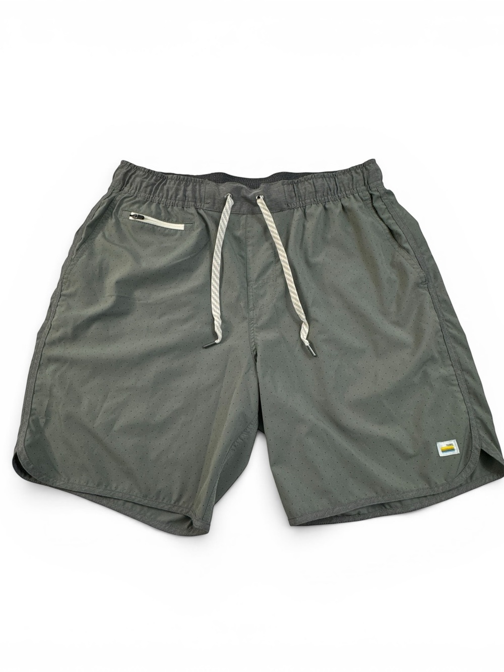 Vuori Men's Hybrid Shorts in Olive Green with Cream Drawcord